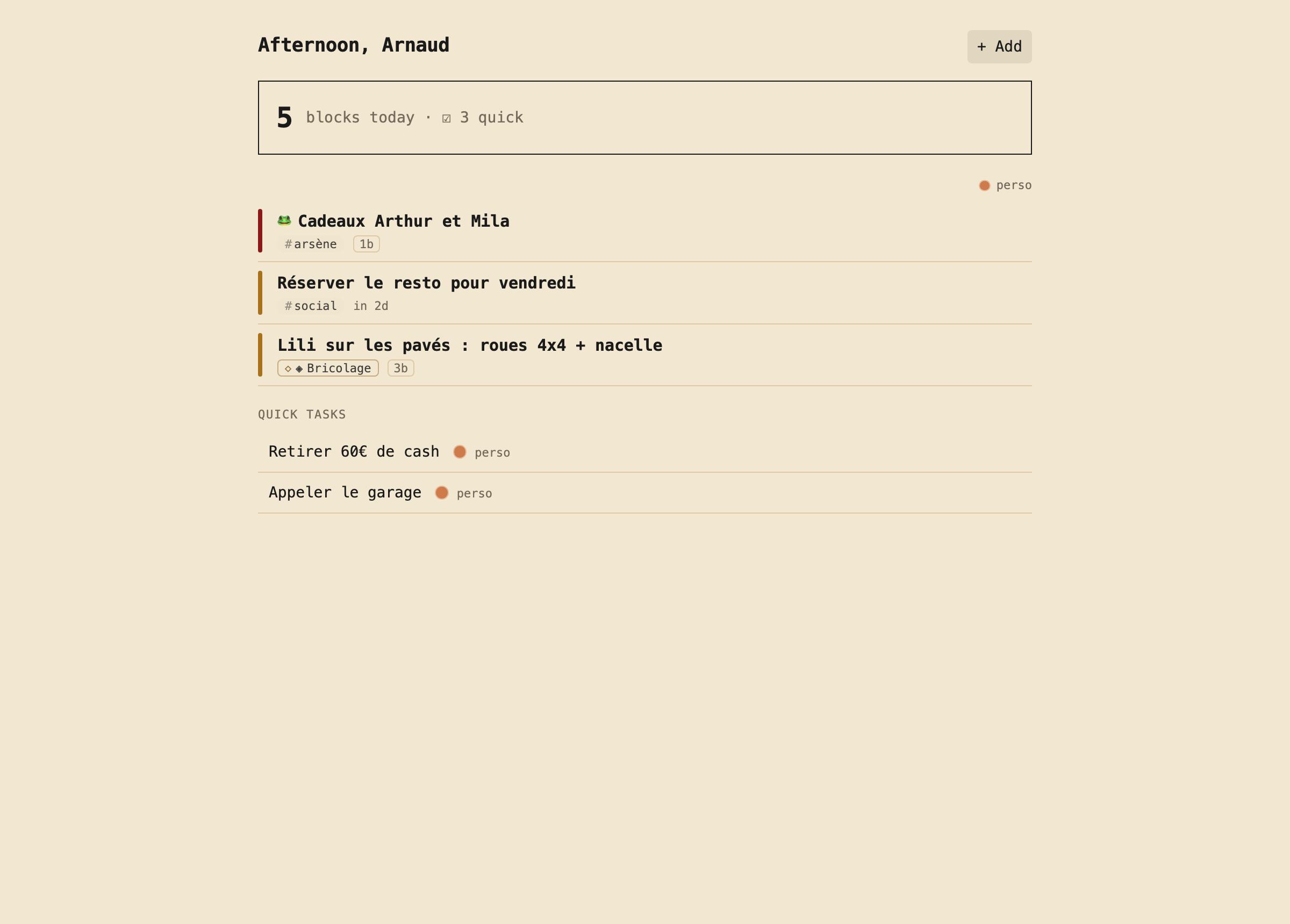 Today screen